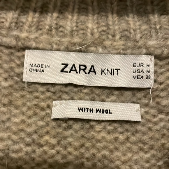Wool Zara sweater with lace up neck. Never worn - Picture 2 of 3